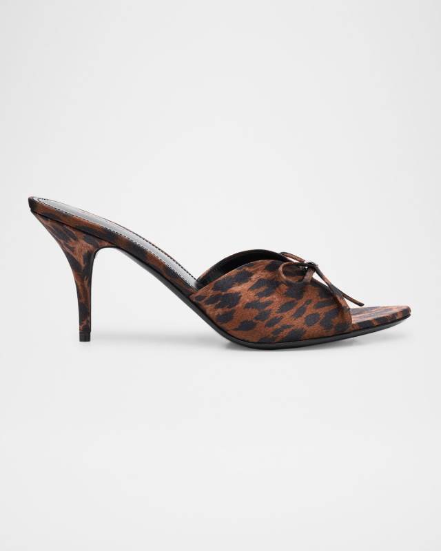 Knife Leopard Bow Stiletto Sandals